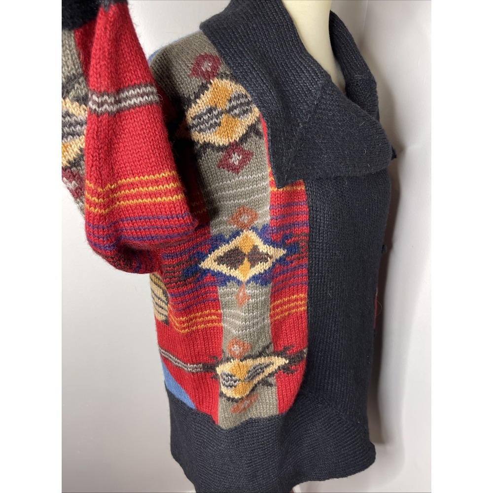 Vintage‎ Peruvian Connection Alpaca Knit Aztec Chunky Cardigan Sweater Large L - Picture 5 of 8